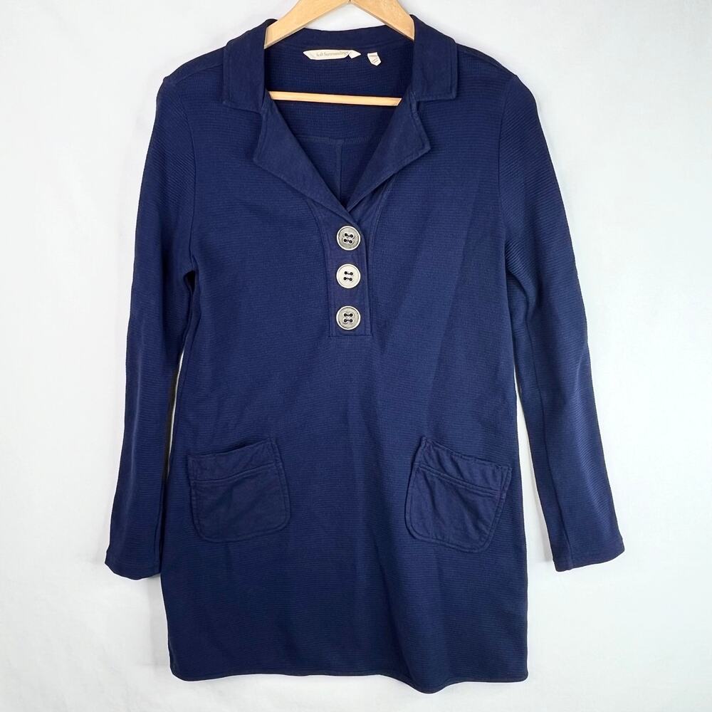 Soft Surroundings Take Two Navy Big Button Tunic Small